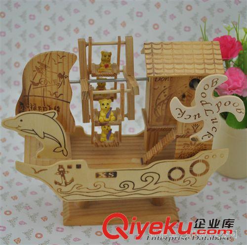 可愛童趣筆筒音樂風車 高級手工木制禮品小擺件 送小朋友學習禮物
