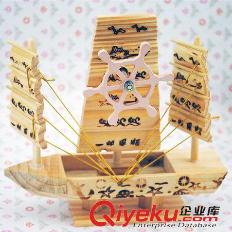 可愛童趣音樂帆船 手工木制禮品小擺件 送小朋友生日禮物原始圖片2