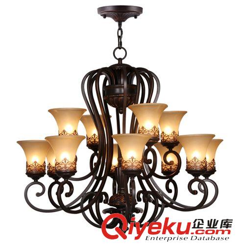 歐式燈具客廳燈大吊燈別墅吊燈美式鐵藝燈飾AKD1112