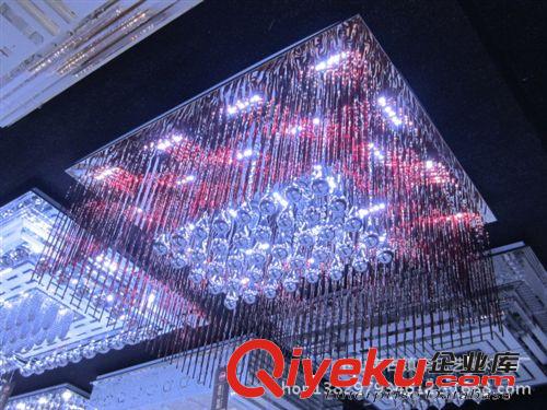 時尚創(chuàng)意吸頂燈 客廳燈浪漫臥室燈 餐廳LED方形水晶燈 帶遙控原始圖片2