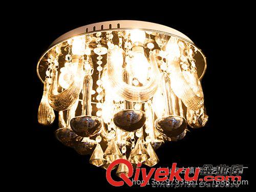 春季熱銷  水晶吊燈 圓形客廳燈餐廳燈具 LED照明燈 玻璃藝術(shù)燈飾原始圖片2