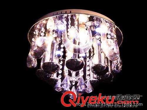 春季熱銷  水晶吊燈 圓形客廳燈餐廳燈具 LED照明燈 玻璃藝術(shù)燈飾原始圖片3