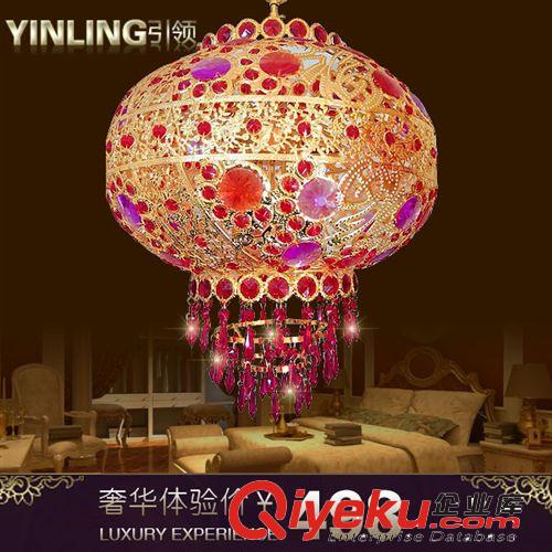 供應批發七彩水晶燈籠 中式喜慶臥室陽臺燈具燈飾大紅燈籠吊燈H60