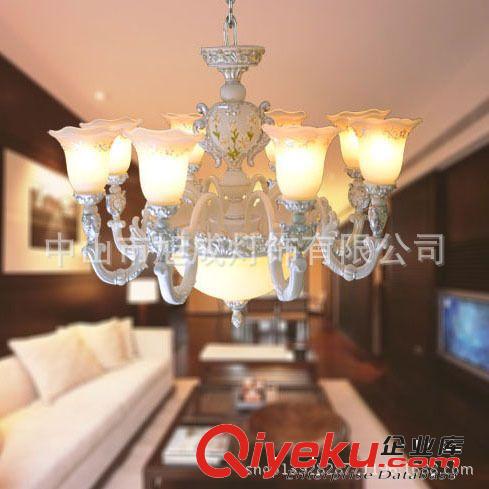 歐式樹脂吊燈 燈飾燈具 8頭吊燈 客廳吊燈 田園風格的吊燈原始圖片3