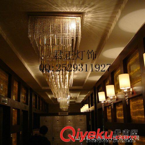 廠家訂做會(huì)所酒店大廳現(xiàn)代豪華工程不銹鋼水晶燈原始圖片3