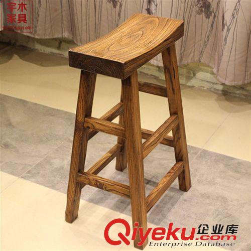 可定制 田園風(fēng) 酒吧凳 可混批 tj榆木高腳凳 廠家直銷 實(shí)木家具