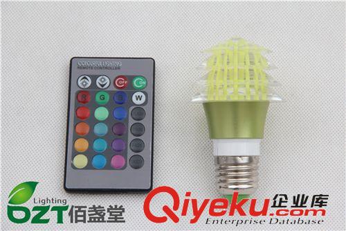 RGB七彩水晶燈泡16色遙控變色燈 E27 3W節能背景燈可調光