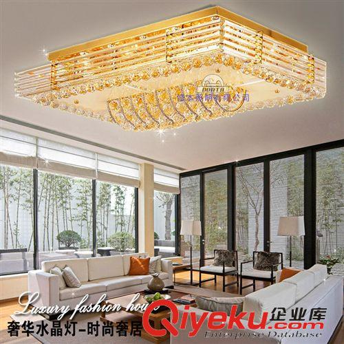 現代簡約金黃色 長方形吸頂燈 水晶燈 客廳 餐廳 臥室 9916原始圖片2
