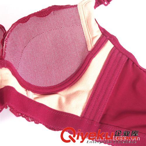 工廠直銷 夏季深V性感收副乳女士內衣調整超聚攏紅色文胸套裝原始圖片3