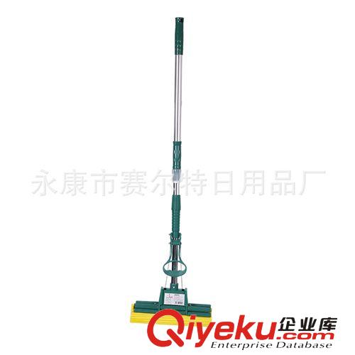 高品質可伸縮膠棉拖把對折擠水地拖拖把 不銹鋼滾輪免洗海綿拖把原始圖片2