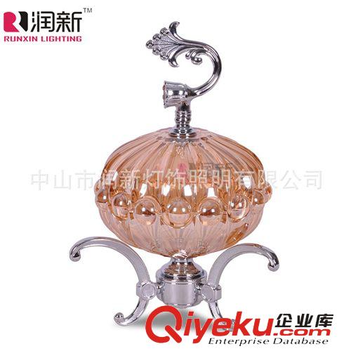 廠(chǎng)家批發(fā) gd干邑色玻璃家居飾品 新古典樣板房擺件 MZ1801系列原始圖片3