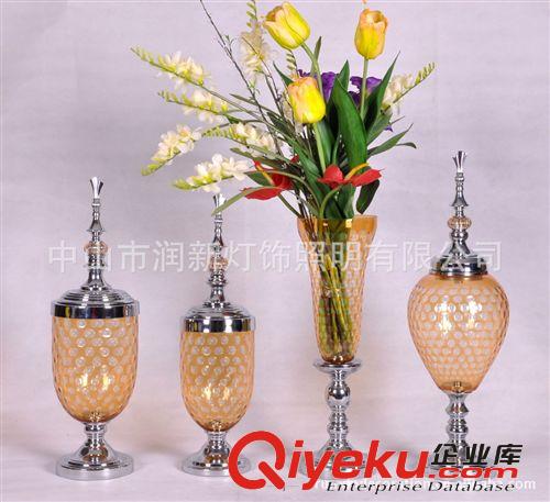 廠(chǎng)家批發(fā) gd干邑色玻璃家居飾品 新古典樣板房擺件 MZ1801系列