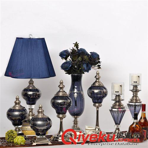 潤新歐式復古貼花玻璃工藝家居裝飾品燭臺 花瓶 臺燈擺件 MS2056