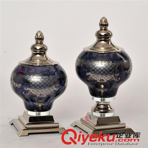 潤新歐式復古貼花玻璃工藝家居裝飾品燭臺 花瓶 臺燈擺件 MS2056