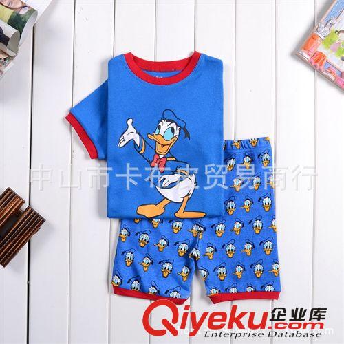 夏裝新款迪士尼Disney唐老鴨男童短袖睡衣套裝 gap全棉家居服