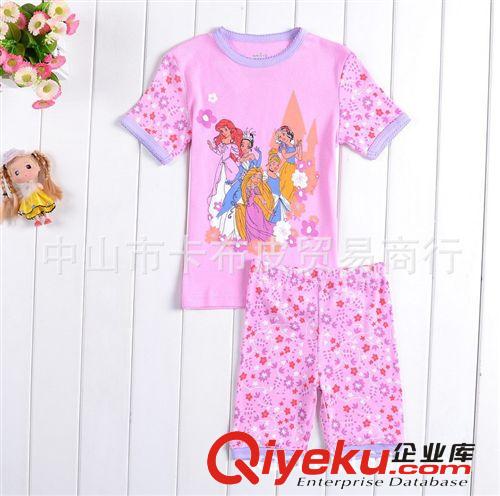 歐美卡通新款短袖女童純棉睡衣套裝 兒童家居服現(xiàn)貨批發(fā)GAP家居服