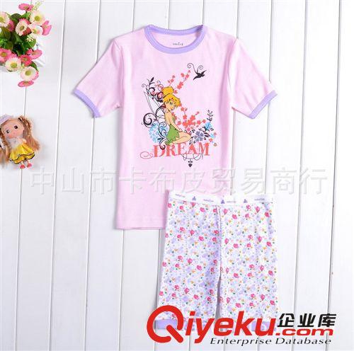歐美卡通新款短袖女童純棉睡衣套裝 兒童家居服現(xiàn)貨批發(fā)GAP家居服