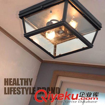 古典簡約吸頂燈 美式鄉村玻璃方框燈具 客廳臥室燈飯廳玄關燈飾原始圖片2