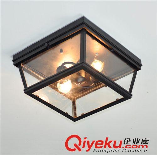 古典簡約吸頂燈 美式鄉村玻璃方框燈具 客廳臥室燈飯廳玄關燈飾原始圖片3