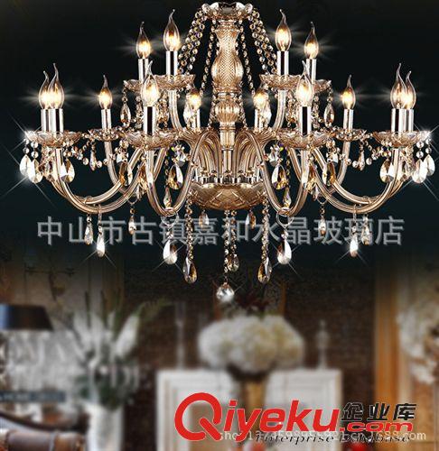 中山古鎮廠家直銷餐廳燈飾 臥室客廳燈 歐式金色蠟燭水晶吊燈原始圖片3