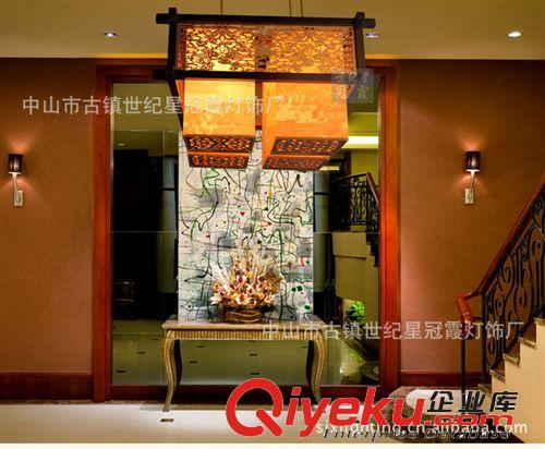 木藝羊皮燈/中式雕花/家居工程裝飾/中式古典吊燈9657原始圖片2