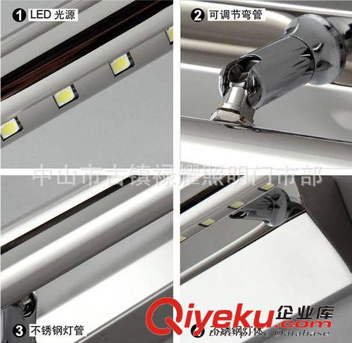 祿耀簡(jiǎn)約現(xiàn)代不銹鋼LED鏡前燈浴室鏡柜燈高亮防水洗手臺(tái)衛(wèi)浴壁燈