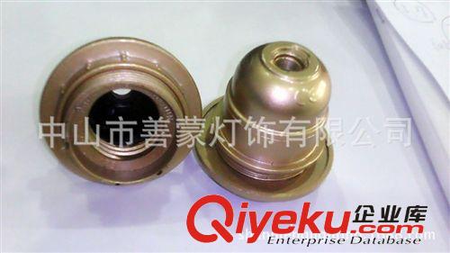 金色噴漆燈座 E27電木燈頭 半牙帶外環原始圖片2