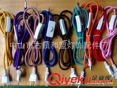 供應(yīng)臺(tái)燈落地?zé)舨孱^，歐規(guī)編織繩插頭電線帶開(kāi)關(guān)臺(tái)燈燈頭線尼龍線原始圖片3