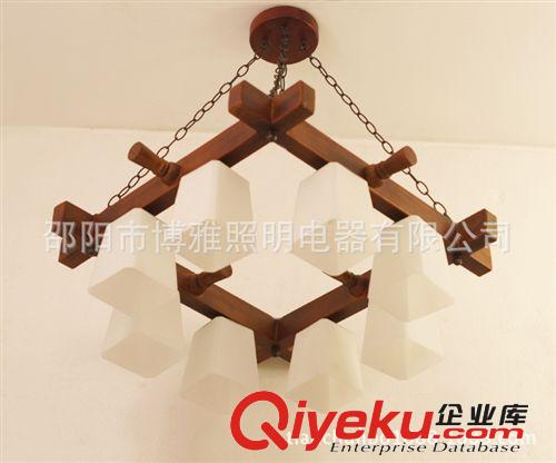 日式木藝燈美式鄉(xiāng)村家裝8頭吊燈時(shí)尚簡(jiǎn)約客廳燈臥室書房燈原始圖片2