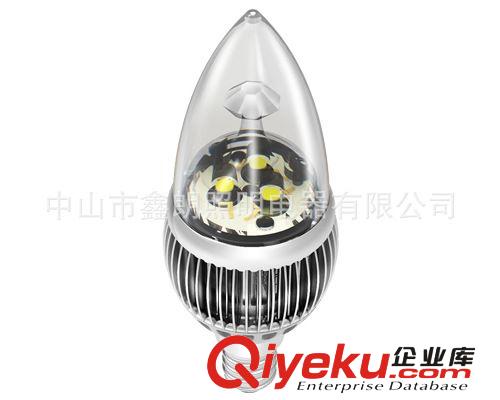 LED鰭片3W尖泡晶元芯片gd蠟燭燈泡水晶燈用E14燈頭