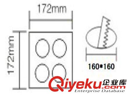 4*3*1W天花燈四頭正方形OMC-2F122天花裝飾燈172*172