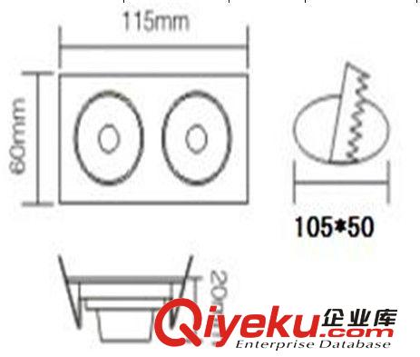 2*1*1W天花灯双头方形OMC-2F021,天花装饰灯115*60*20