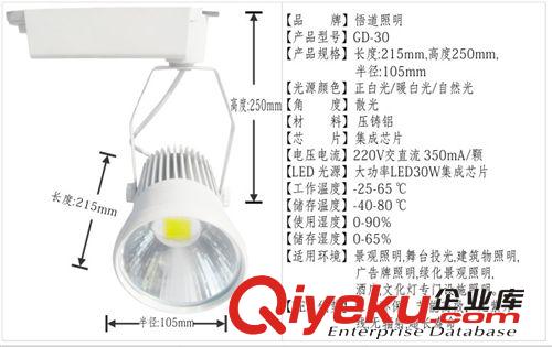 廠家生產悟道zp gd30W軌道燈 LED集成軌道燈 足功率質保2年