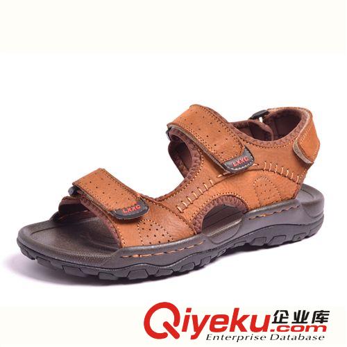 2014夏季新款魔術(shù)貼休閑涼鞋 外貿(mào)品牌zp牛皮涼拖鞋批發(fā) 沙灘鞋