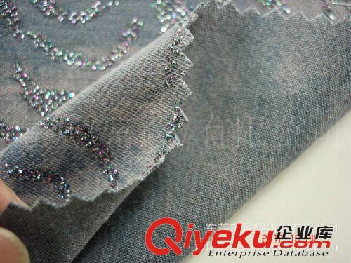 牛仔燙金銀壓花 牛仔滴塑壓膠銀點花紋 印花牛仔布燙金滴塑面料原始圖片2