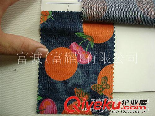 特色牛仔彩色扎染印花牛仔面料彩拔印花磨花桔子橙子圖案拔染印花原始圖片3