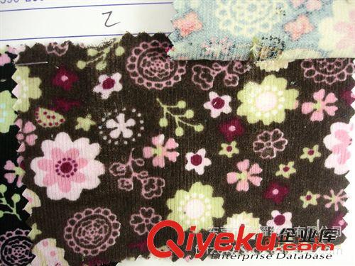 全棉21坑燈芯絨印花服裝燈芯絨印花面料 全棉燈芯絨染色印花色織