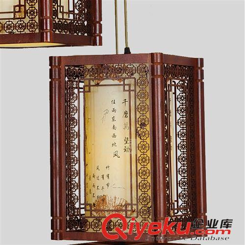 【祺天】中式進口雕刻實木羊皮燈復式旋轉樓梯燈客廳吊燈別墅燈具原始圖片2