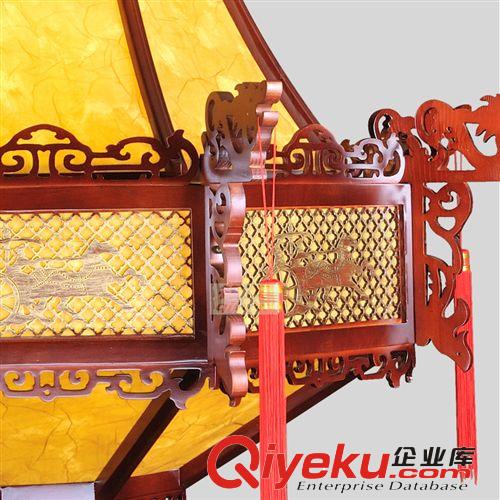 【祺天】中式品牌仿古典實木羊皮燈飾吊燈宮燈客廳燈大型酒店燈具原始圖片3