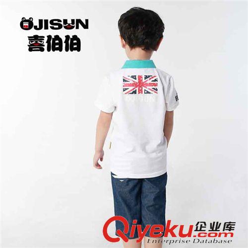 OJISUN喜伯伯 2013韓版新款 純棉男童翻領(lǐng)短袖  中大童logoT恤原始圖片2