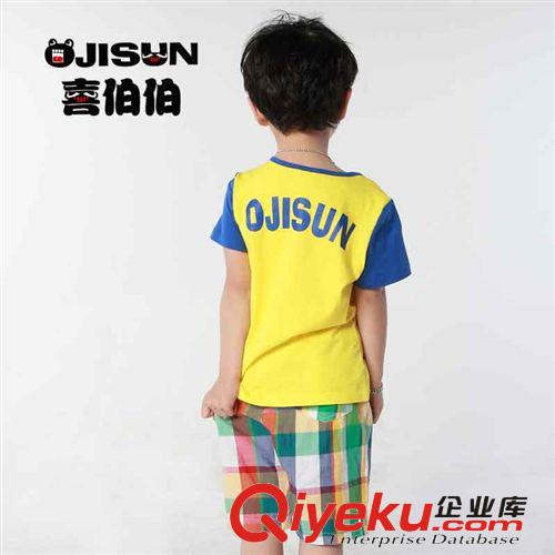 OJISUN喜伯伯韓版純棉男童短袖T恤 中大童T恤  卡通拼色T恤原始圖片2