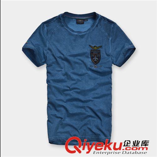 新款空軍一號V領(lǐng)男短袖T恤 萊卡彈力重工復(fù)古水洗件染 代發(fā) 批發(fā)原始圖片3