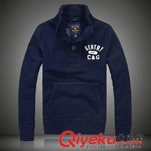 新品男士全棉水洗修身繡花連帽套頭扣子衛(wèi)衣 廠(chǎng)家直銷(xiāo) 一件代發(fā)原始圖片2