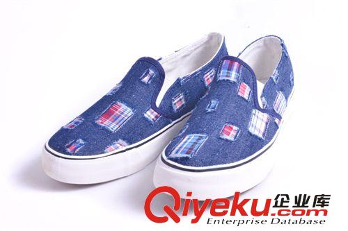 俊踏低幫透氣帆布鞋 牛仔韓版水洗透氣帆布鞋 一腳蹬懶人鞋原始圖片2