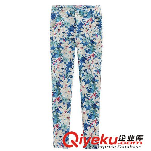 歐美明星款套裝 雙層開叉顯瘦棉麻雪紡印花褲套裝一件代發(fā) 8868原始圖片3