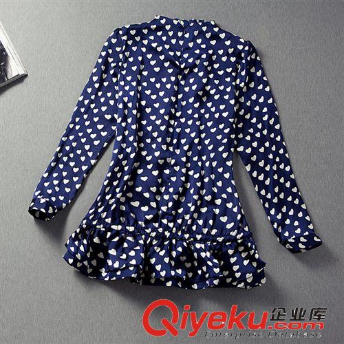 2014春裝新款深藍色心形波點裙 歐美女裝新品連衣裙 8836原始圖片2