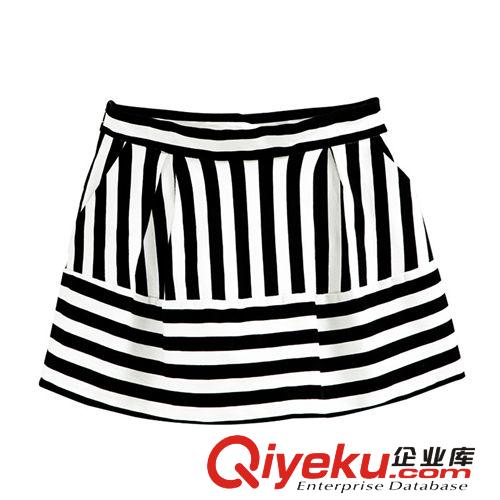 歐美女裝新品 歐美時尚百搭絨雪紡T恤+條紋短裙套裝 8869原始圖片3