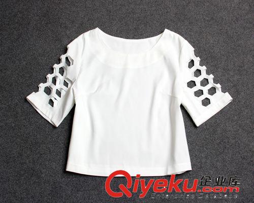 歐洲站2014夏女裝明星同款印花圓領(lǐng)上衣+玫紅七分褲 88102原始圖片2