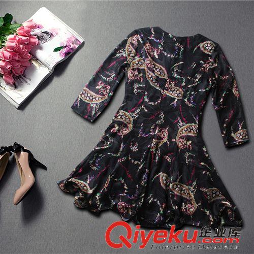 歐美女裝新品 春裝新款女裝碎花圖案真絲連衣裙 歐美連衣裙8804原始圖片2