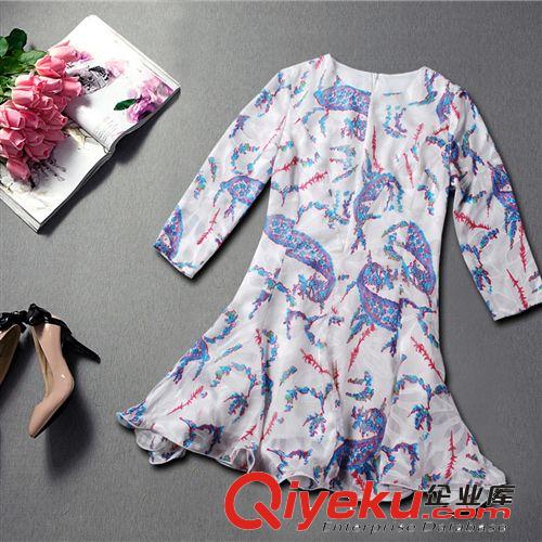 歐美女裝新品 春裝新款女裝碎花圖案真絲連衣裙 歐美連衣裙8804原始圖片3